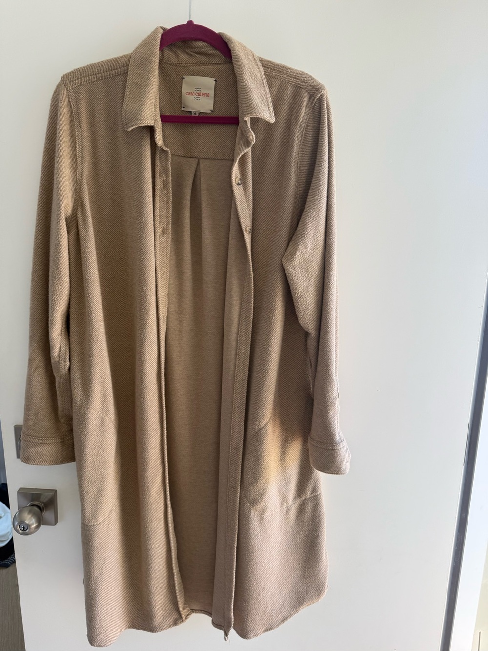Comfortable Beige Button-Down Long Shirt Jacket - Coldwater Creek